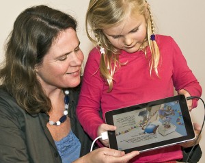 iPad aangesloten op beamer